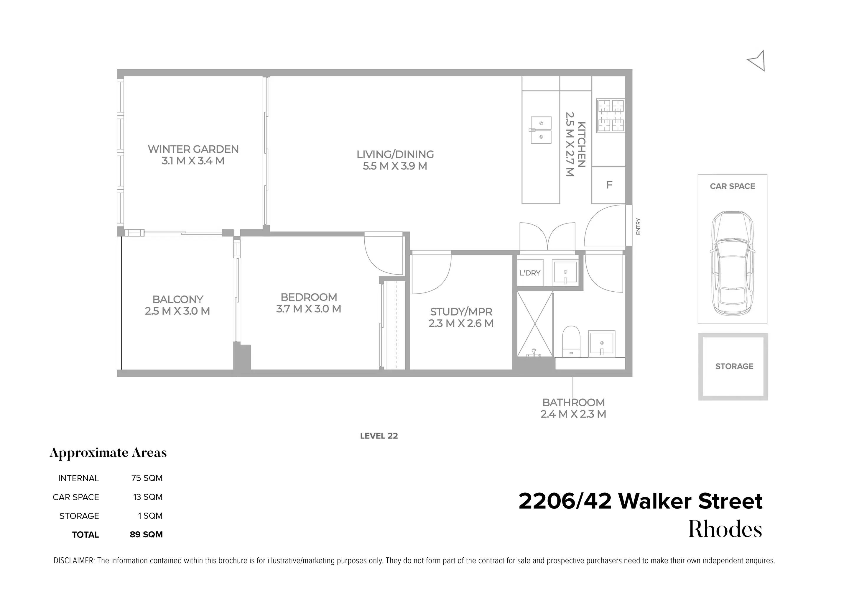 D2206/42 Walker Street, Rhodes Leased by Chidiac Realty - floorplan