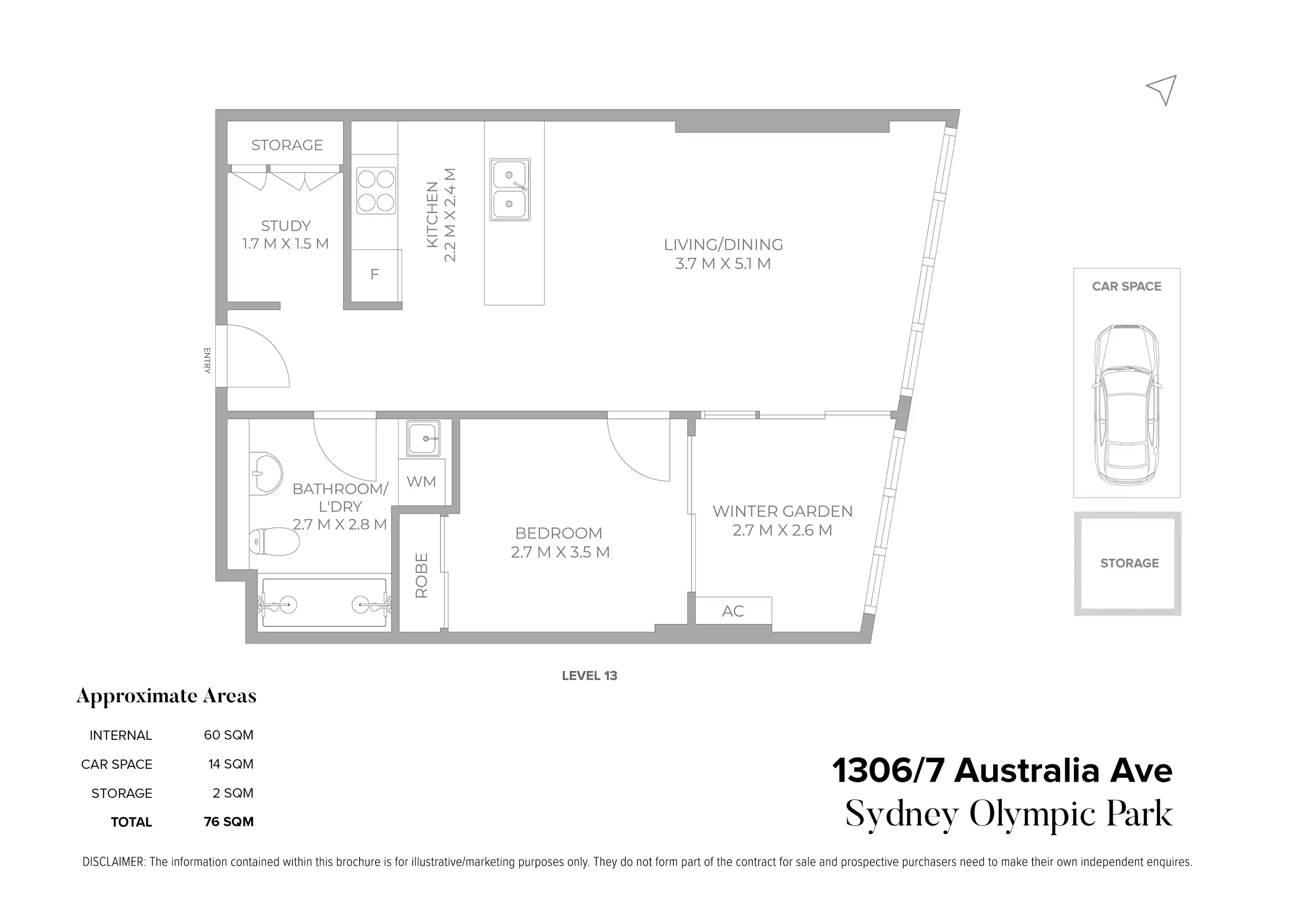 1306/7 Australia Avenue, Sydney Olympic Park Leased by Chidiac Realty - floorplan