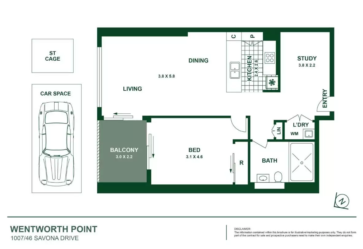 1007/46 Savona Drive, Wentworth Point Leased by Chidiac Realty - floorplan