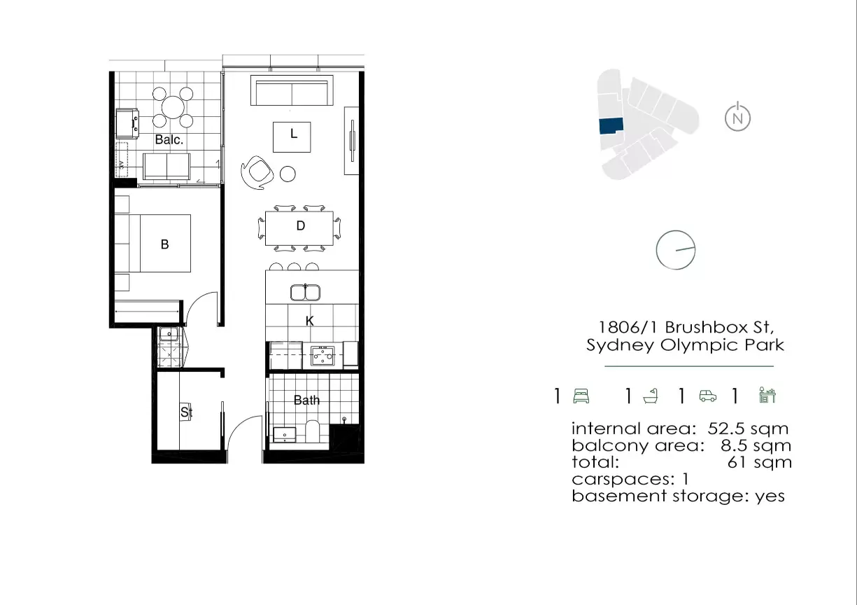 1806/1 Brushbox Street, Sydney Olympic Park Leased by Chidiac Realty - floorplan
