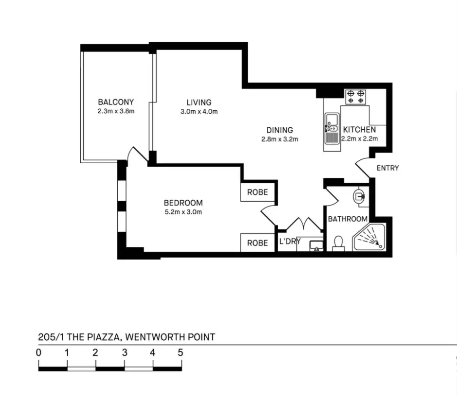 205/1 The Piazza, Wentworth Point Leased by Chidiac Realty - floorplan